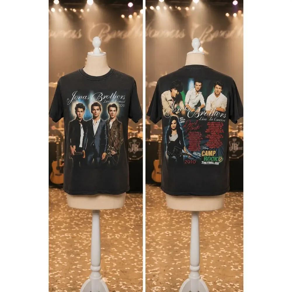 RareβJonas Brothers & Demi Lovato Camp Rock 2 Tour Shirt 2010 Vintage M